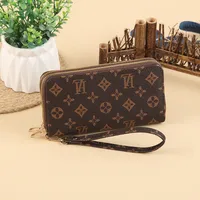 Fashion Retro Large Capacity Women's Wallet Multifunctional Tote Double Zipper Simple Design Compact Size Card Holder sku image 8