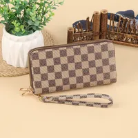 Fashion Retro Large Capacity Women's Wallet Multifunctional Tote Double Zipper Simple Design Compact Size Card Holder sku image 9