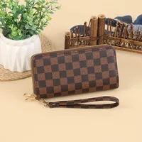 Fashion Retro Large Capacity Women's Wallet Multifunctional Tote Double Zipper Simple Design Compact Size Card Holder sku image 10