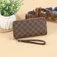 Fashion Retro Large Capacity Women's Wallet Multifunctional Tote Double Zipper Simple Design Compact Size Card Holder sku image 12