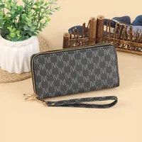 Fashion Retro Large Capacity Women's Wallet Multifunctional Tote Double Zipper Simple Design Compact Size Card Holder sku image 15