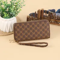 Fashion Retro Large Capacity Women's Wallet Multifunctional Tote Double Zipper Simple Design Compact Size Card Holder sku image 16