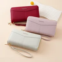 Double Zipper Large Capacity Women's Wallet Simple Long Multiple Card Slots Lychee Pattern Handbag Fashion Wallet main image 1