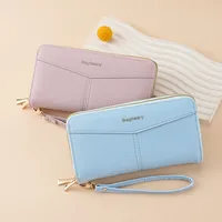 Double Zipper Large Capacity Women's Wallet Simple Long Multiple Card Slots Lychee Pattern Handbag Fashion Wallet main image 2