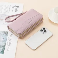 Double Zipper Large Capacity Women's Wallet Simple Long Multiple Card Slots Lychee Pattern Handbag Fashion Wallet main image 3