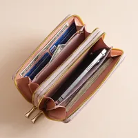 Double Zipper Large Capacity Women's Wallet Simple Long Multiple Card Slots Lychee Pattern Handbag Fashion Wallet main image 4