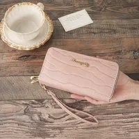 Dual-Use Large Capacity Women's Wallet Retro Fashion Crocodile Pattern Multifunctional Tote Fashion Solid Color Polyester Lining Material sku image 5