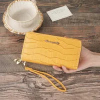 Dual-Use Large Capacity Women's Wallet Retro Fashion Crocodile Pattern Multifunctional Tote Fashion Solid Color Polyester Lining Material sku image 6