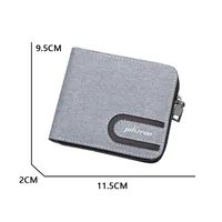 Men's Short Zip Canvas Wallet Vintage Oxford Cloth Simple Fashion Multi-Card-Slot Geometric Pattern Expandable Wallet main image 3