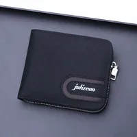 Men's Short Zip Canvas Wallet Vintage Oxford Cloth Simple Fashion Multi-Card-Slot Geometric Pattern Expandable Wallet sku image 3