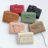 New Women's Short Portable Rivet Litchi Pattern Coin Purse Mini Wallet Small Fashion PU Leather Simple Style Lightweight main image 1