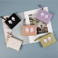 Fashion Bowknot Wallet Women's Short Cute PU Leather Multifunctional Bifold Zipper Coin Purse Sweet Cartoon main image 3