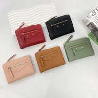 New Women's Short Portable Rivet Litchi Pattern Coin Purse Mini Wallet Small Fashion PU Leather Simple Style Lightweight main image 4