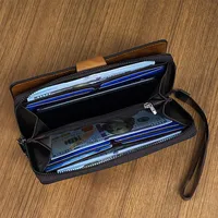 Retro Lock Long Men's Wallet Casual Zipper Handbag Ultra-Light Breathable Anti-Theft High-End Multi-Functional Leisure main image 4