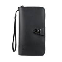 Retro Lock Long Men's Wallet Casual Zipper Handbag Ultra-Light Breathable Anti-Theft High-End Multi-Functional Leisure sku image 2