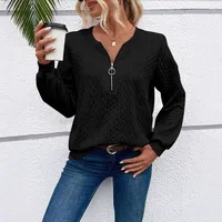 Casual Round Neck Long Sleeve Hoodie Women's Fashion Zipper Sweater Comfortable Polyester Blend Regular Style Hoodie main image 2