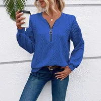 Casual Round Neck Long Sleeve Hoodie Women's Fashion Zipper Sweater Comfortable Polyester Blend Regular Style Hoodie main image 3