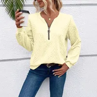 Casual Round Neck Long Sleeve Hoodie Women's Fashion Zipper Sweater Comfortable Polyester Blend Regular Style Hoodie main image 4