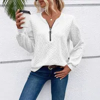 Casual Round Neck Long Sleeve Hoodie Women's Fashion Zipper Sweater Comfortable Polyester Blend Regular Style Hoodie main image 5