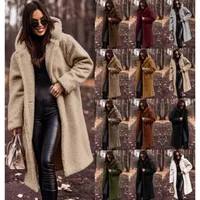 Wish2025 Autumn Winter Fashion Long Length Solid Color Long Sleeve Women's Woolen Coat Street Style High Street Loose Fit Coat main image 1