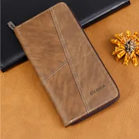 Vintage Zipper Men's Wallet Multi-Functional Fashion Leather Texture Large Capacity Men's Credit Card Holder Breathable Polyester Lining main image 2
