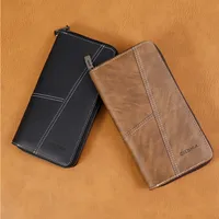 Vintage Zipper Men's Wallet Multi-Functional Fashion Leather Texture Large Capacity Men's Credit Card Holder Breathable Polyester Lining main image 4