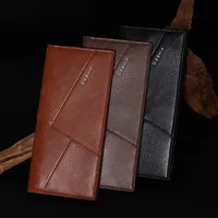 Men's Retro Long Slim Wallet Large Capacity Fashion Polyester Lining Material PU Leather Ultra Light Multifunctional Suit Bag main image 1