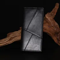 Men's Retro Long Slim Wallet Large Capacity Fashion Polyester Lining Material PU Leather Ultra Light Multifunctional Suit Bag main image 3
