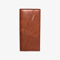 Men's Retro Long Slim Wallet Large Capacity Fashion Polyester Lining Material PU Leather Ultra Light Multifunctional Suit Bag sku image 1