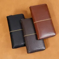 Men's Retro Wallet Large Capacity Soft Leather Zip Mobile Phone Bag Business Portable High-End Sense Men's Wallet main image 1