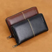 Men's Retro Wallet Large Capacity Soft Leather Zip Mobile Phone Bag Business Portable High-End Sense Men's Wallet main image 3