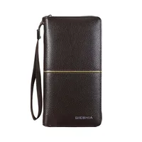Men's Retro Wallet Large Capacity Soft Leather Zip Mobile Phone Bag Business Portable High-End Sense Men's Wallet sku image 2