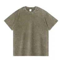 Men's Washed Cotton Short Sleeve T-shirt Loose Cultural Shirt American Style Half Sleeve Snowflake Wax Dyeing Pure Cotton T-shirt main image 2