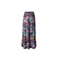 Casual Style Loose Bohemian Wide Leg Pants Women's Digital Printing Feather Pattern Skirt Elastic Waist Pleated Mini Dress main image 4