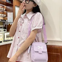 Cute Bow Tie Student Commuter Single-shoulder Bag, Soft And Girly Forest-style Small Crossbody Bag main image 3