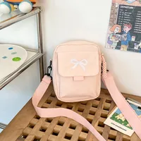 Cute Bow Tie Student Commuter Single-shoulder Bag, Soft And Girly Forest-style Small Crossbody Bag sku image 3