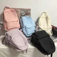 New Style Large Capacity Solid Color Unisex Backpack Suitable For Couples Junior And Senior High School Students Leisure Travel Nylon Material Breathable main image 1