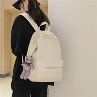 New Style Large Capacity Solid Color Unisex Backpack Suitable For Couples Junior And Senior High School Students Leisure Travel Nylon Material Breathable main image 2
