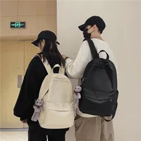 New Style Large Capacity Solid Color Unisex Backpack Suitable For Couples Junior And Senior High School Students Leisure Travel Nylon Material Breathable main image 4