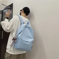 New Style Large Capacity Solid Color Unisex Backpack Suitable For Couples Junior And Senior High School Students Leisure Travel Nylon Material Breathable main image 5