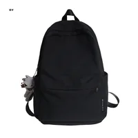 New Style Large Capacity Solid Color Unisex Backpack Suitable For Couples Junior And Senior High School Students Leisure Travel Nylon Material Breathable main image 6