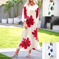 Summer Fashion Loose Floral Print Slim Fit Dress 3D Effect Design Casual Han Style Long Sleeve Anklet Dress Dress main image 1