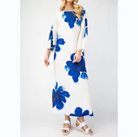 Summer Fashion Loose Floral Print Slim Fit Dress 3D Effect Design Casual Han Style Long Sleeve Anklet Dress Dress main image 3