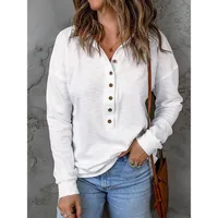 Solid Color Knitted Long-Sleeved Casual Shirt Women's Loose Design Classic Collar Single Button T-shirt Autumn And Winter New main image 2