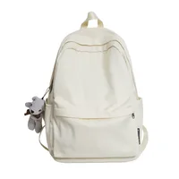 New Style Large Capacity Solid Color Unisex Backpack Suitable For Couples Junior And Senior High School Students Leisure Travel Nylon Material Breathable sku image 6