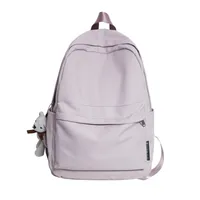 New Style Large Capacity Solid Color Unisex Backpack Suitable For Couples Junior And Senior High School Students Leisure Travel Nylon Material Breathable sku image 2