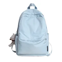 New Style Large Capacity Solid Color Unisex Backpack Suitable For Couples Junior And Senior High School Students Leisure Travel Nylon Material Breathable sku image 3