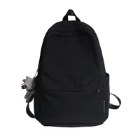 New Style Large Capacity Solid Color Unisex Backpack Suitable For Couples Junior And Senior High School Students Leisure Travel Nylon Material Breathable sku image 9