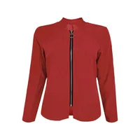 Casual Loose Design Solid Color Long-Sleeve Zipper Fall/Winter Jacket Women's Business Outfit Top Four-Way Stretch Fabric Polyester Nylon main image 5