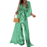 Spring And Summer Sexy V-neck Belt Single Button Beach Dress Women's Fashion Floral Print Casual High Waist Maxi Dress main image 5
